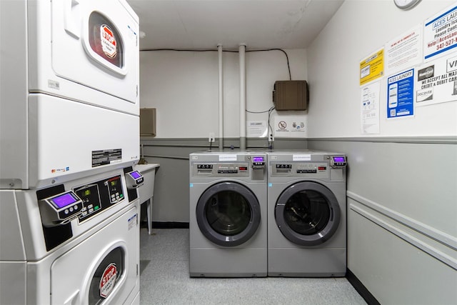 200 Diplomat Dr Unit 3D, Mount Kisco, NY 10549 - community laundry with stacked washing machine and dryer and separate washer and dryer