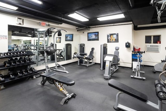 200 Diplomat Dr Unit 3D, Mount Kisco, NY 10549 - exercise room featuring an AC wall unit