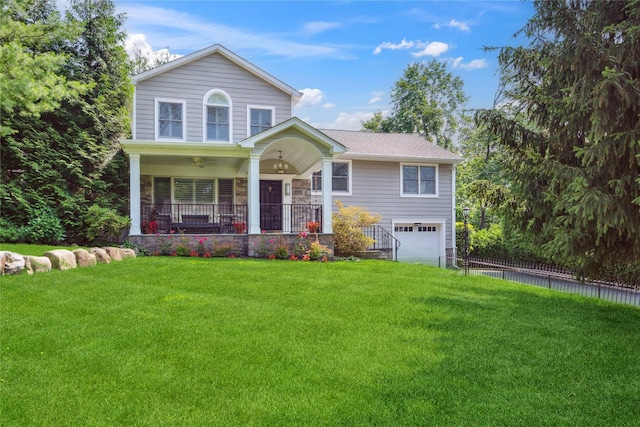 4 Valley Rd, Syosset, NY 11791 - view of front of home featuring an attached garage, a porch, and stone siding