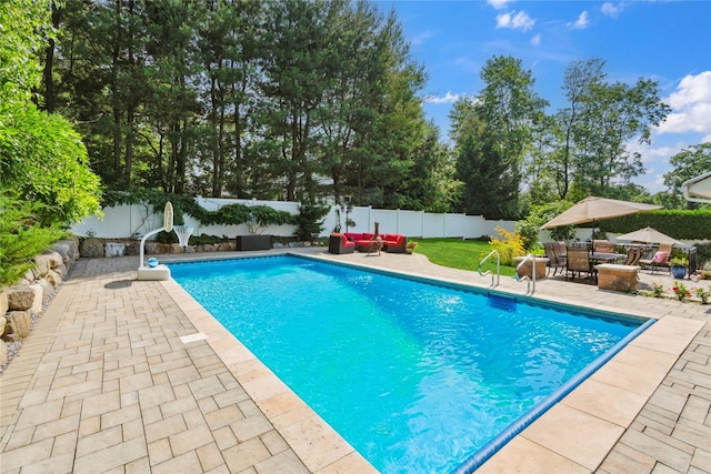 4 Valley Rd, Syosset, NY 11791 - view of pool featuring a patio area, a fenced backyard, and outdoor lounge area