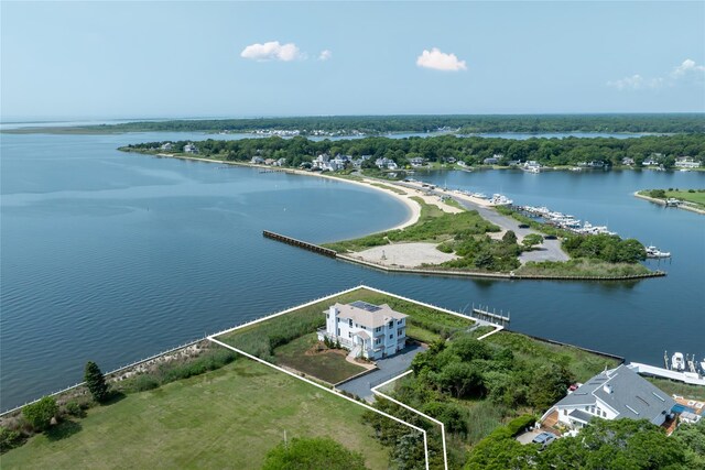 7 Convent Ln, Center Moriches, NY 11934 - aerial view of property's location featuring a nearby body of water and property boundaries highlighted