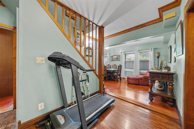 484 Rte 211 W, Middletown, NY 10940 - exercise area with wood-type flooring and vaulted ceiling