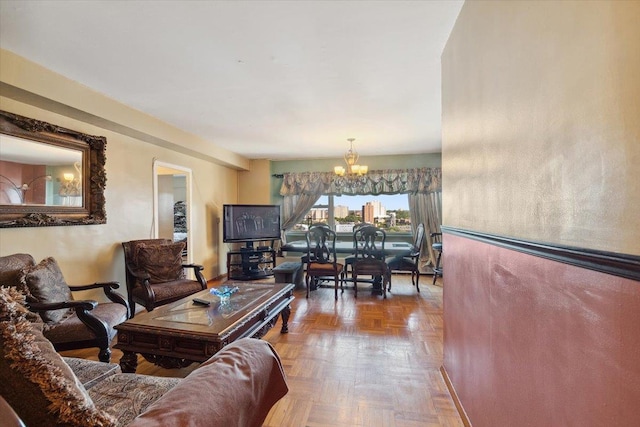 3 Fordham Hill Oval Unit 10B, Bronx, NY 10468 - living room featuring a chandelier