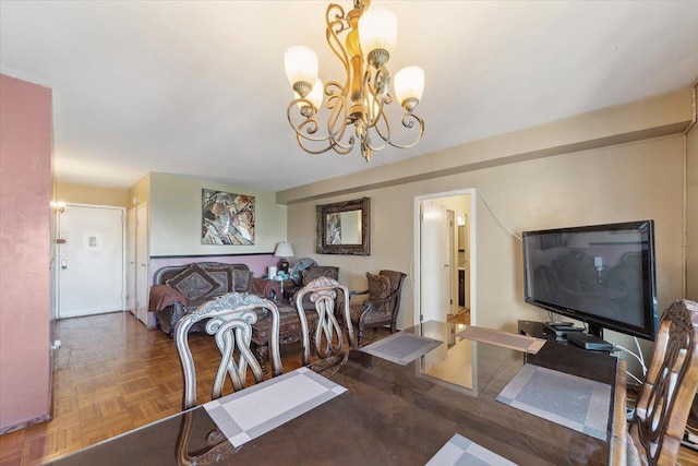 3 Fordham Hill Oval Unit 10B, Bronx, NY 10468 - dining space with a chandelier
