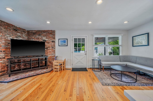 85 Fairmount St, Huntington, NY 11743 - living room featuring hardwood / wood-style flooring, recessed lighting, and baseboards