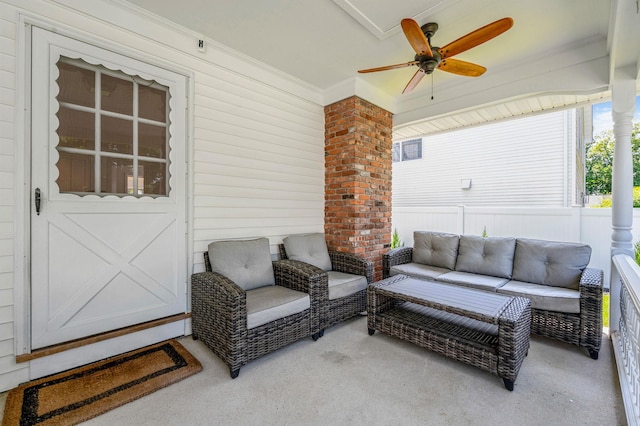 85 Fairmount St, Huntington, NY 11743 - view of patio / terrace with a ceiling fan and an outdoor hangout area
