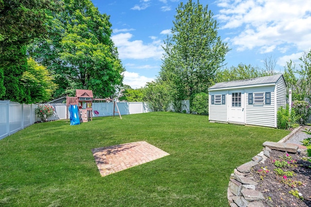 85 Fairmount St, Huntington, NY 11743 - view of yard with a playground, an outdoor structure, and a patio