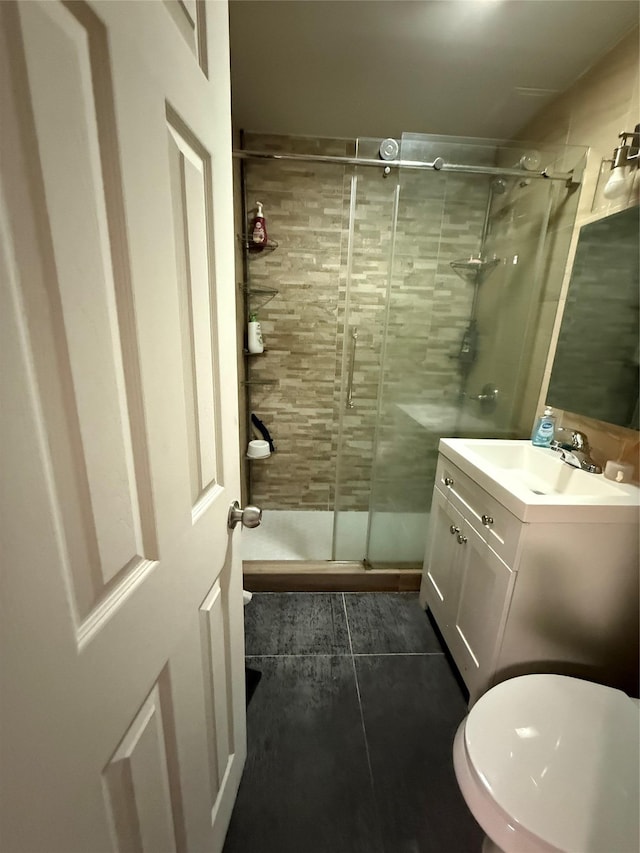 57-54 Xenia St, Corona, NY 11368 - full bath with toilet, vanity, a shower stall, and tile patterned floors