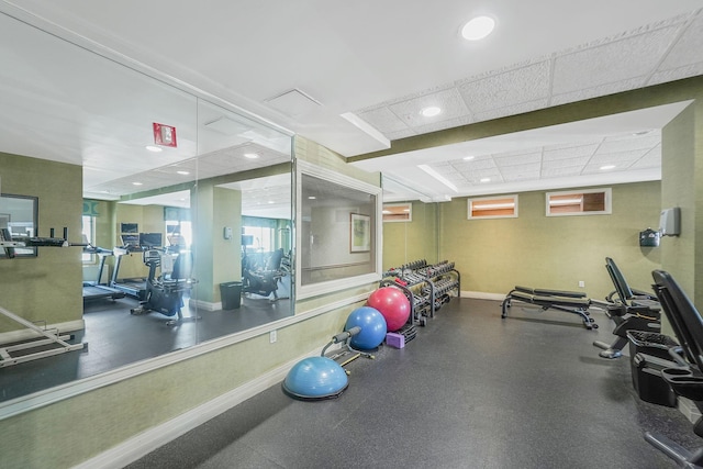 136 Bch 117th St Unit 6H, Rockaway Park, NY 11694 - exercise room with baseboards and recessed lighting