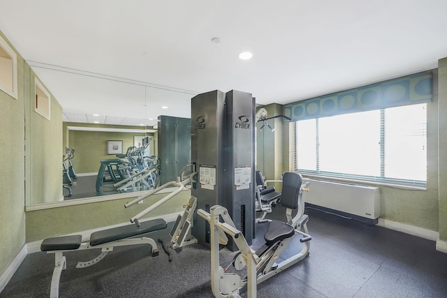 136 Bch 117th St Unit 6H, Rockaway Park, NY 11694 - workout area with baseboards and recessed lighting