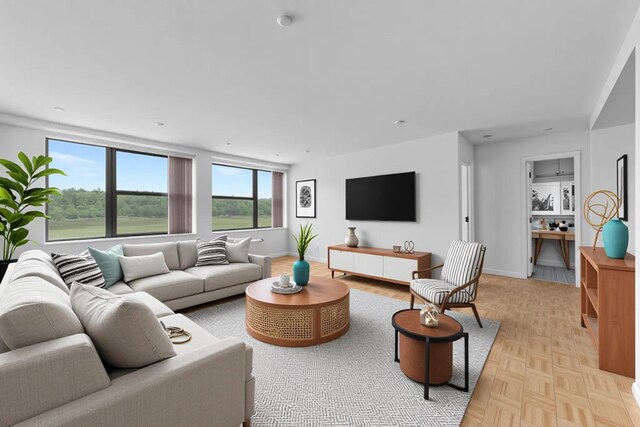 23 Water Grant St Unit 7N, Yonkers, NY 10701 - living room with baseboards