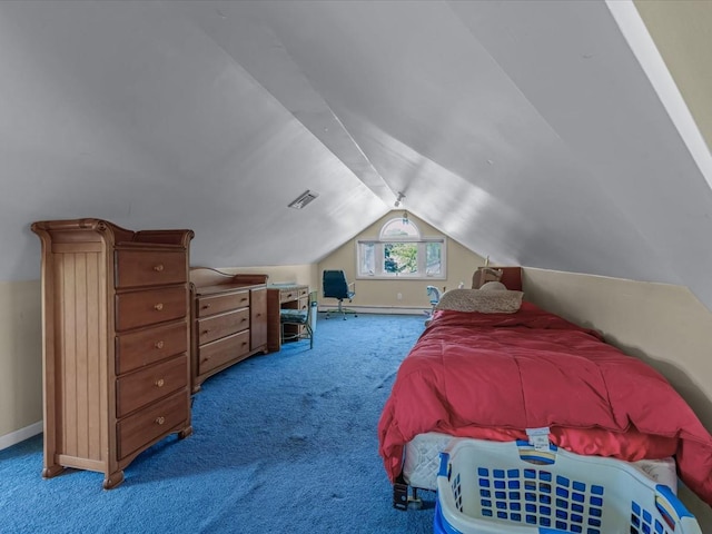 82-44 263rd St, Glen Oaks, NY 11004 - carpeted bedroom featuring vaulted ceiling and baseboards