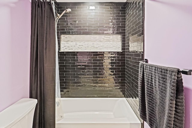 1340 Stony Brook Rd, Stony Brook, NY 11790 - bathroom with shower / bath combo with shower curtain and toilet