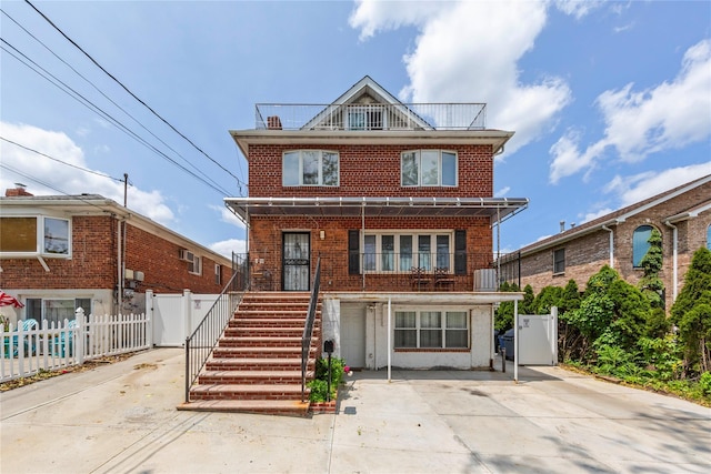 628 151st St, Whitestone, NY 11357 - view of front of property featuring brick siding, cooling unit, and covered porch