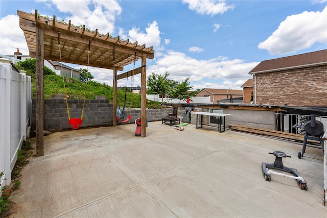 628 151st St, Whitestone, NY 11357 - view of patio featuring a pergola