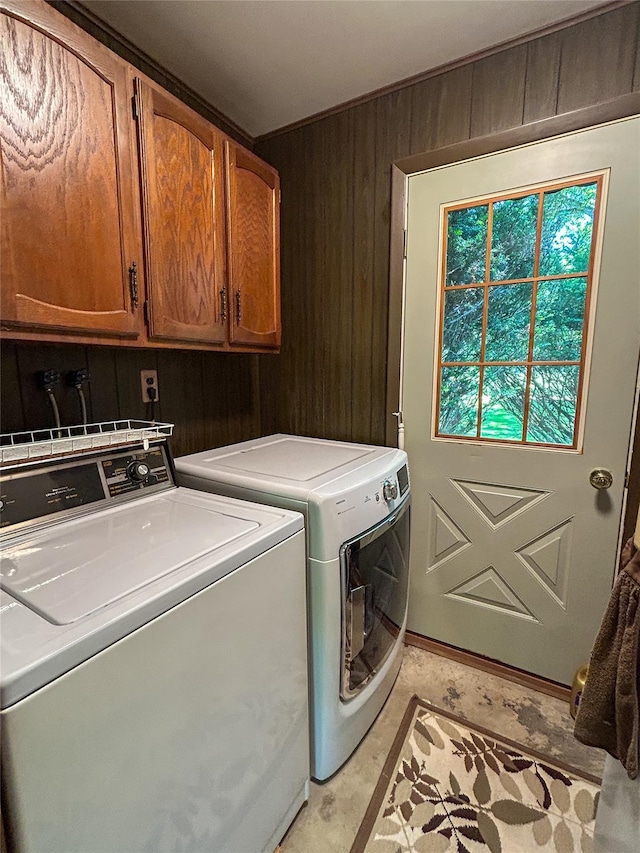 3 Johnston Rd, Livingston Manor, NY 12758 - washroom featuring cabinet space, independent washer and dryer, and wood walls