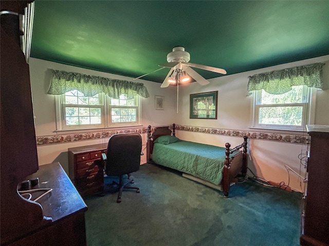 3 Johnston Rd, Livingston Manor, NY 12758 - bedroom with carpet floors, a desk, and ceiling fan