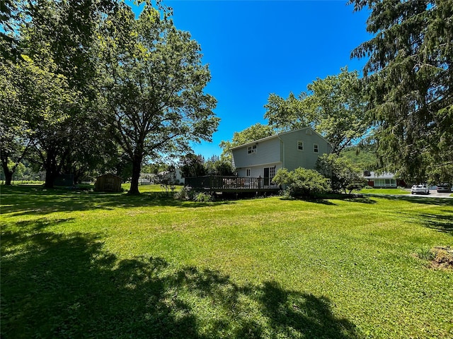 3 Johnston Rd, Livingston Manor, NY 12758 - view of green lawn featuring a shed and a deck