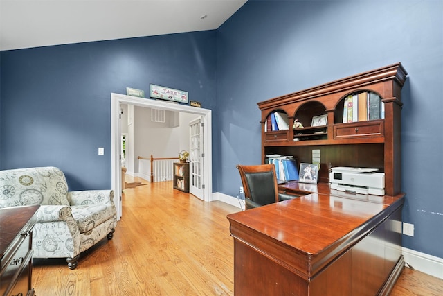 383 Illington Rd, Ossining, NY 10562 - office area featuring high vaulted ceiling and light wood finished floors
