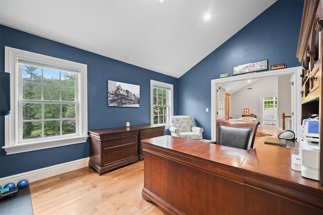 383 Illington Rd, Ossining, NY 10562 - office area featuring light wood-style flooring and high vaulted ceiling