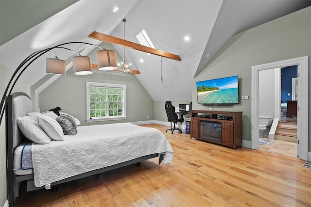 383 Illington Rd, Ossining, NY 10562 - bedroom with a skylight, wood finished floors, ensuite bath, and recessed lighting