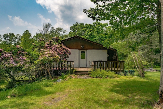251 Haring Rd, Barryville, NY 12719 - view of front of house with a front lawn and a wooden deck