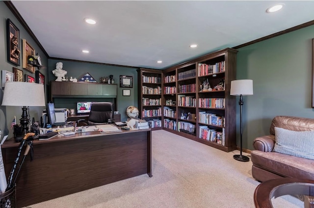 10 Woods Edge Ct, Hauppauge, NY 11788 - carpeted office space with crown molding and recessed lighting