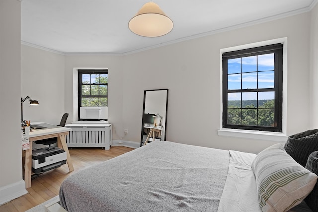 295 N Broadway Unit 27, Yonkers, NY 10701 - bedroom featuring radiator, crown molding, light wood finished floors, and baseboards