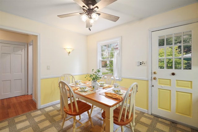 329 Simpson Pl, Peekskill, NY 10566 - dining area featuring a ceiling fan and light wood-type flooring