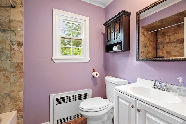 329 Simpson Pl, Peekskill, NY 10566 - bathroom featuring radiator heating unit, vanity, and shower / bath combination