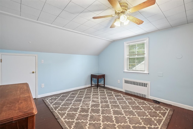 329 Simpson Pl, Peekskill, NY 10566 - additional living space with radiator, wood finished floors, a ceiling fan, and lofted ceiling