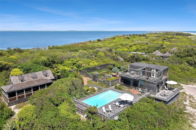 0 Atlantic Walk, Water Island, NY 11772 - view of subject property featuring a pool area, a nearby body of water, and a forest