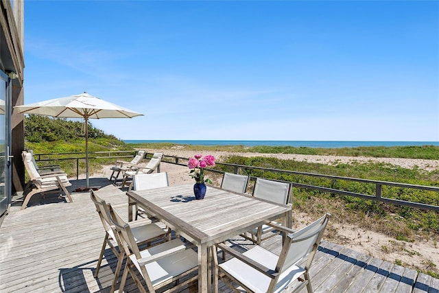 0 Atlantic Walk, Water Island, NY 11772 - wooden deck featuring a water view and outdoor dining area
