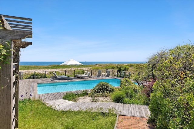 0 Atlantic Walk, Water Island, NY 11772 - view of swimming pool featuring a deck with water view