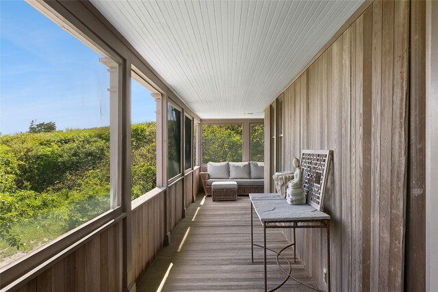 0 Atlantic Walk, Water Island, NY 11772 - sunroom / solarium featuring wood finished floors and wooden walls
