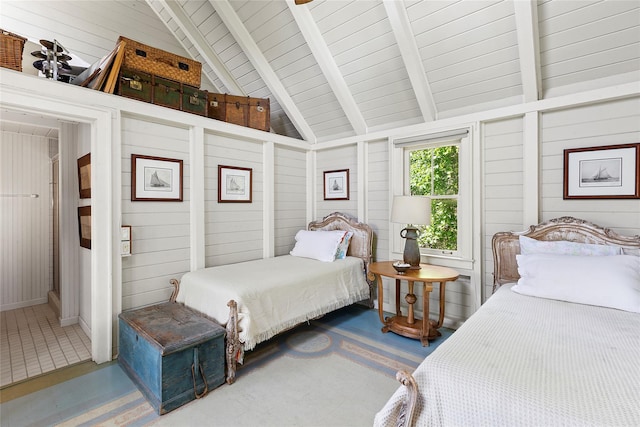 0 Atlantic Walk, Water Island, NY 11772 - bedroom with wooden ceiling and wooden walls