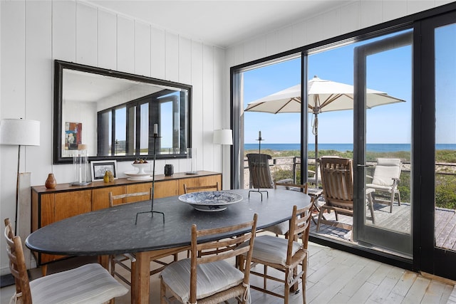 0 Atlantic Walk, Water Island, NY 11772 - dining space featuring light wood-style floors and a water view