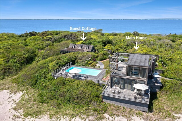 0 Atlantic Walk, Water Island, NY 11772 - aerial view of property and surrounding area with a pool area and a nearby body of water