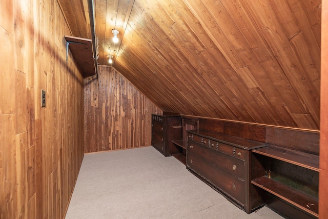 2430 Loft Ave, Baldwin, NY 11510 - bonus room featuring wooden walls, vaulted ceiling, carpet floors, and wooden ceiling
