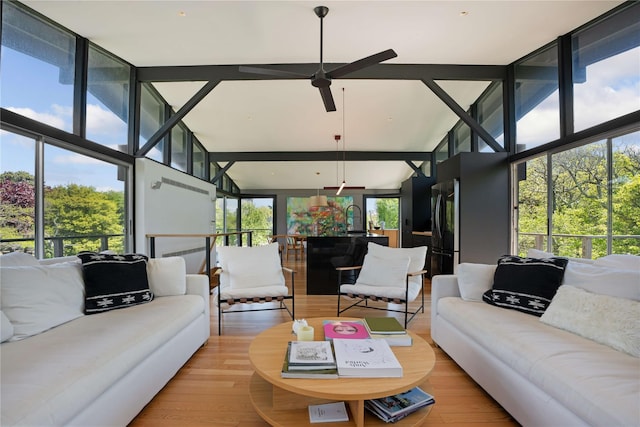 490 Tarpon Walk, Fire Island Pines, NY 11782 - sunroom featuring an outdoor hangout area and ceiling fan