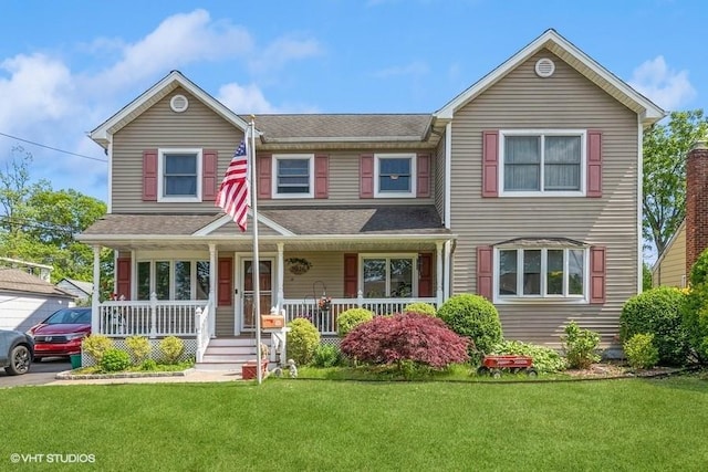 2976 Ruth Rd, Wantagh, NY 11793 - view of front facade featuring covered porch and a front lawn