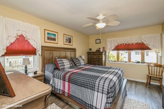 2976 Ruth Rd, Wantagh, NY 11793 - bedroom featuring wood finished floors, baseboards, and a ceiling fan