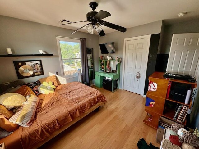 2976 Ruth Rd, Wantagh, NY 11793 - bedroom featuring light wood-type flooring and ceiling fan