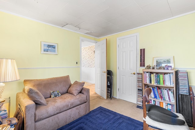 45 W 23rd St, Deer Park, NY 11729 - living area featuring crown molding and carpet flooring