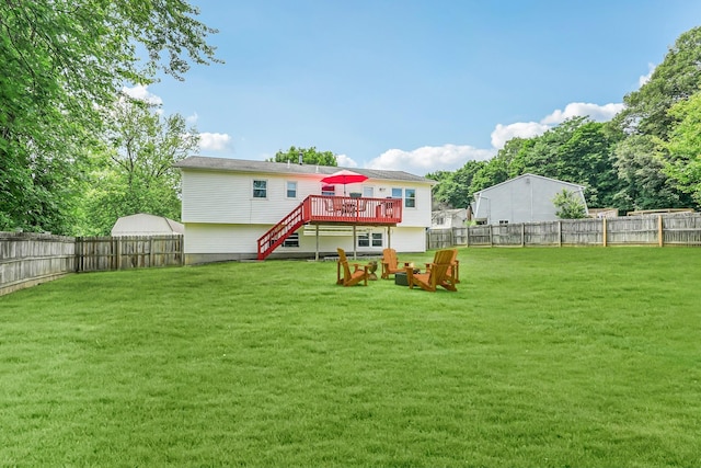 304 Cloverdale Ct, New Windsor, NY 12553 - fenced backyard featuring a deck and stairs
