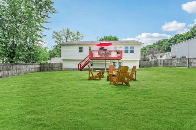304 Cloverdale Ct, New Windsor, NY 12553 - rear view of property with a fenced backyard, a deck, and stairway