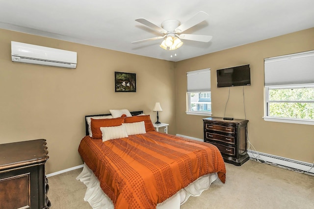 14 Troy Ct, Northport, NY 11768 - bedroom featuring a wall unit AC, light carpet, and multiple windows
