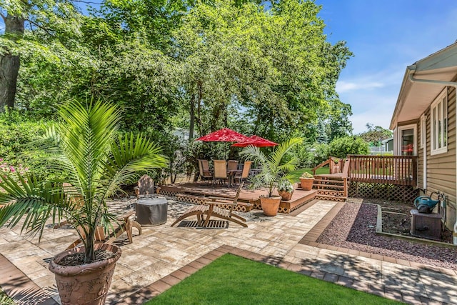 14 Troy Ct, Northport, NY 11768 - view of patio / terrace with a wooden deck and outdoor dining area