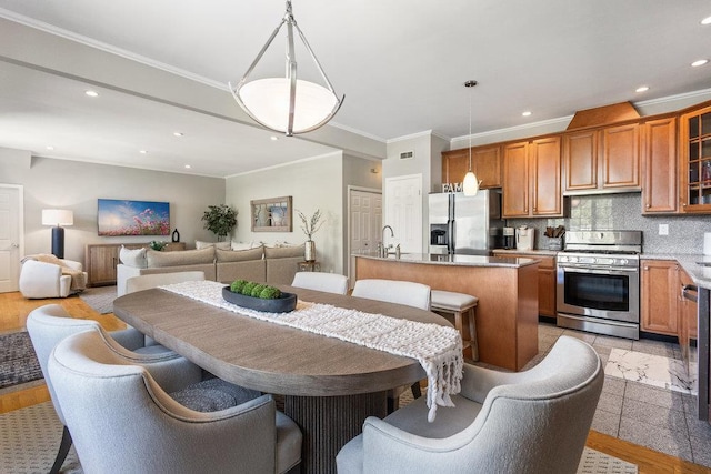 20407 29th Ave, Bayside, NY 11360 - dining area featuring ornamental molding and recessed lighting
