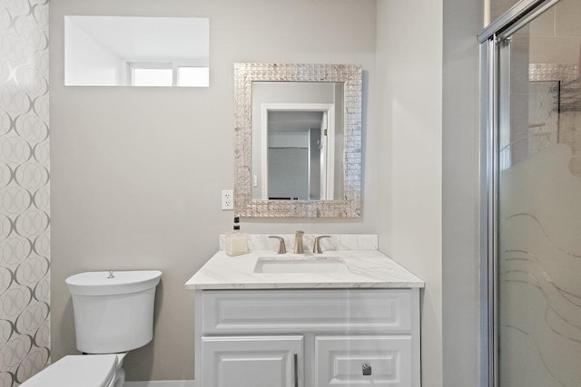 20407 29th Ave, Bayside, NY 11360 - bathroom with vanity, toilet, and a shower with door